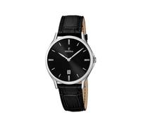 Festina Reloj Hombre F16745/5 Correa Clasico Caja de Acero Inoxidable 316l Plateado Correa de Cuero Negro