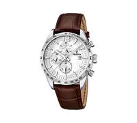 Festina Reloj Hombre F16760/1 Timeless Chronograph Caja de Acero Inoxidable 316l Plateado Correa de Cuero Marrón
