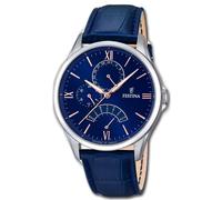 Festina Reloj Hombre F16823/3 Multifunción Cuero Azul Analógico Cuarzo