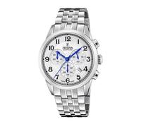 Festina Reloj Hombre F20040/1 Chrono Swiss Made Caja de Acero Inoxidable 316l Plateado Correa de Acero Inoxidable 316l Plateado
