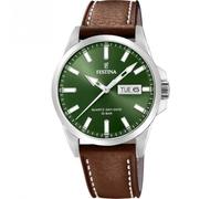 Festina Reloj Hombre F20358/5 Correa Clasico Caja de Acero Inoxidable 316l Plateado Correa de Piel Marrón