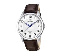 FESTINA Reloj Modelo F20426/1 de la colección Acero Clasico, Caja de 43 mm Blanco con Correa de Piel marrón para Caballero