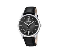 Festina Reloj Hombre F20426/3 Acero Clasico Caja de Acero Inoxidable 316l Plateado Correa de Cuero Negro