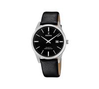 Festina Reloj Hombre F20512/4 Acero Clasico Caja de Acero Inoxidable 316l Plateado Correa de Cuero Negro
