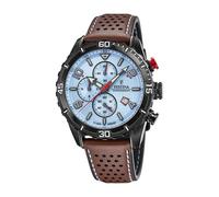 Festina Reloj Hombre F20519/1 Chrono Sport Caja de Acero Inoxidable 316l Negro Correa de Cuero Marrón