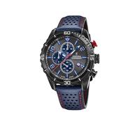 Festina Reloj Hombre F20519/3 Chrono Sport Caja de Acero Inoxidable 316l Negro Correa de Cuero Azul