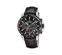 Festina Reloj Hombre F20561/4 Timeless Chronograph Caja de Acero Inoxidable 316l Plateado Correa de Cuero Negro