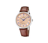 Festina Reloj Hombre F20660/2 Petite Caja de Acero Inoxidable 316l Plateado Correa de Cuero Marrón