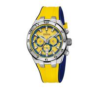 Festina Reloj Hombre F20671/4 Chrono Bike Caja de Acero Inoxidable 316l Plateado Correa de Caucho Amarillo
