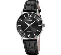 Festina Reloj Hombre F20690/4 Classics Caja de Acero Inoxidable 316l Plateado Correa de Piel Negro