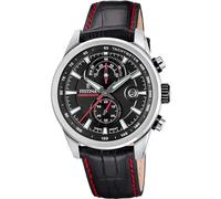 Festina Reloj Hombre F20695/6 Timeless Chronograph Caja de Acero Inoxidable 316l Plateado Correa de Piel Negro