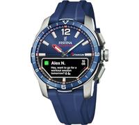 Festina Reloj Hombre F23000/1 Connected D Caja de Titanio Plateado Correa de Caucho Azul