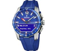 Festina Reloj Hombre F23000/3 Connected D Caja de Titanio Plateado Correa de Caucho Azul