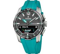 Festina Reloj Hombre F23000/5 Connected D Caja de Titanio Plateado Correa de Caucho Azul