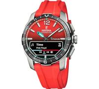 Festina Reloj Hombre F23000/6 Connected D Caja de Titanio Plateado Correa de Caucho Rojo