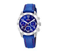 Festina Reloj Infantil F20346/2 Junior Collection Caja de Acero Inoxidable 316l Plateado Correa de Cuero Azul