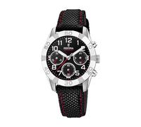 Festina Reloj Infantil F20346/3 Junior Collection Caja de Acero Inoxidable 316l Plateado Correa de Cuero Negro