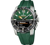 Festina Reloj Hombre F23000/2 Connected D Caja de Titanio Plateado Correa de Caucho Verde