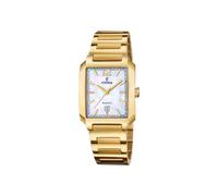 Festina Reloj Mujer Analógico de Acero Inoxidable 316l Dorado - Movimiento de Cuarzo - Cristal Mineral de Alta Resistencia - Resistente al Agua 5 ATM - Calendario F20680/2 - On The Square