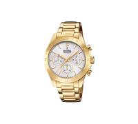 Festina Reloj Mujer Analógico de Acero Inoxidable 316l Dorado - Movimiento de Cuarzo Cronógrafo - Cristal Mineral de Alta Resistencia - Resistente al Agua 10 ATM F20400/1 - Boyfriend Collection