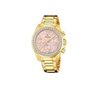 Festina Reloj Mujer Analógico de Acero Inoxidable 316l Dorado - Movimiento de Cuarzo Cronógrafo - Cristal Mineral de Alta Resistencia - Resistente al Agua 10 ATM F20609 - Boyfriend Collection