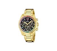 Festina Reloj Mujer Analógico de Acero Inoxidable 316l Dorado - Movimiento de Cuarzo Cronógrafo - Cristal Mineral de Alta Resistencia - Resistente al Agua 10 ATM F20609/3 - Boyfriend Collection