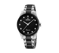 Festina Reloj Mujer Analógico de Acero Inoxidable 316l Negro - Movimiento de Cuarzo - Cristal Mineral de Alta Resistencia - Resistente al Agua 5 ATM F20499/3 - Ceramic