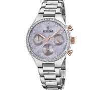 Festina Reloj Mujer Analógico de Acero Inoxidable 316l Plateado - Movimiento de Cuarzo Cronógrafo - Cristal Mineral de Alta Resistencia - Resistente al Agua 5 ATM F20401/3 - Boyfriend Collection