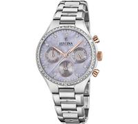 Festina Reloj Mujer Analógico de Acero Inoxidable 316l Plateado - Movimiento de Cuarzo Cronógrafo - Cristal Mineral de Alta Resistencia - Resistente al Agua 5 ATM F20401/3 - Boyfriend Collection