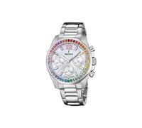 Festina Reloj Mujer Analógico de Acero Inoxidable 316l Plateado - Movimiento de Cuarzo Cronógrafo - Cristal Mineral de Alta Resistencia - Resistente al Agua 10 ATM F20606/2 - Boyfriend Collection