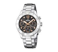 Festina Reloj Mujer Analógico de Acero Inoxidable 316l Plateado - Movimiento de Cuarzo Cronógrafo - Cristal Mineral de Alta Resistencia - Resistente al Agua 10 ATM F20603/6 - Boyfriend Collection