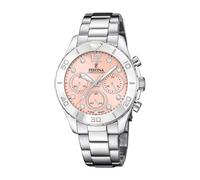 Festina Reloj Mujer Analógico de Acero Inoxidable 316l Plateado - Movimiento de Cuarzo Cronógrafo - Cristal Mineral de Alta Resistencia - Resistente al Agua 10 ATM F20603/7 - Boyfriend Collection