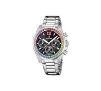 Festina Reloj Mujer Analógico de Acero Inoxidable 316l Plateado - Movimiento de Cuarzo Cronógrafo - Cristal Mineral de Alta Resistencia - Resistente al Agua 10 ATM F20606/3 - Boyfriend Collection