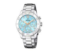 Festina Reloj Mujer Analógico de Acero Inoxidable 316l Plateado - Movimiento de Cuarzo Cronógrafo - Cristal Mineral de Alta Resistencia - Resistente al Agua 10 ATM F20603/4 - Boyfriend Collection