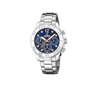Festina Reloj Mujer Analógico de Acero Inoxidable 316l Plateado - Movimiento de Cuarzo Cronógrafo - Cristal Mineral de Alta Resistencia - Resistente al Agua 10 ATM F20603/3 - Boyfriend Collection