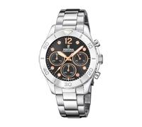 Festina Reloj Mujer Analógico de Acero Inoxidable 316l Plateado - Movimiento de Cuarzo Cronógrafo - Cristal Mineral de Alta Resistencia - Resistente al Agua 10 ATM F20603/6 - Boyfriend Collection
