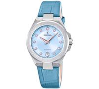 Festina Reloj Mujer Analógico de Acero Inoxidable y Cuero Azul