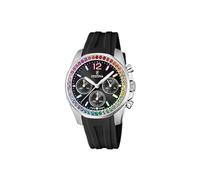 Festina Reloj Mujer Analógico de Caucho Negro - Movimiento de Cuarzo Cronógrafo - Cristal Mineral de Alta Resistencia - Resistente al Agua 10 ATM F20610/3 - Boyfriend Collection