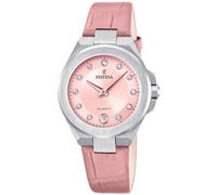 Festina Reloj Mujer Analógico de Cuero Rosa - Movimiento de Cuarzo - Cristal Mineral de Alta Resistencia - Resistente al Agua 5 ATM - Elegante y Clásico - Calendario F20701/2 - Mademoiselle