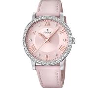 Festina Reloj Mujer Analógico de Cuero Rosa - Movimiento de Cuarzo Multifunción - Cristal Mineral de Alta Resistencia - Resistente al Agua 5 ATM - Elegante y Clásico F20412/2 - Boyfriend Collection