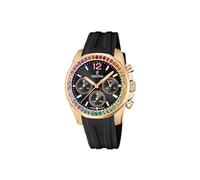Festina Reloj Mujer F20611/3 Boyfriend Collection Caja de Acero Inoxidable 316l Rosa Correa de Caucho Negro