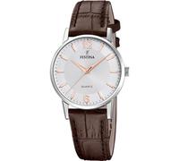 Festina Reloj Mujer F20691/2 Classics Caja de Acero Inoxidable 316l Plateado Correa de Piel Marrón