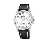 Festina Reloj para Hombre F20025/1 Hecho en Suiza, Plata, Acero Inoxidable, Correa de Cuero Negro, Negro, Correa