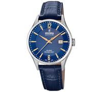 Festina Swiss Made Reloj Hombre Analógico de Cuero Azul - Movimiento de Cuarzo - Calendario - Cristal Zafiro de Alta Resistencia - Resistente al Agua 10 ATM Elegante F20007/3 Classic Leather