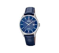 Festina Swiss Made Reloj Hombre Analógico de Cuero Azul - Movimiento de Cuarzo - Calendario - Cristal Zafiro de Alta Resistencia - Resistente al Agua 10 ATM Elegante F20007/6 Classic Leather