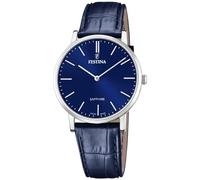 Festina Reloj analógico hombre Classic Leather F20012/3 Swiss Made Cristal zafiro Cuero azul 5 ATM