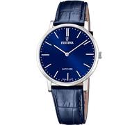 Festina Swiss Made Reloj Hombre Analógico de Cuero Azul | Movimiento de Cuarzo, Cristal Zafiro de Alta Resistencia, Resistente al Agua 5 ATM Elegante F20012/3 Classic Leather