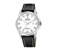 Festina Swiss Made Reloj Hombre Analógico de Cuero Negro - Movimiento de Cuarzo - Calendario - Cristal Zafiro de Alta Resistencia - Resistente al Agua 10 ATM Elegante F20025/1 Classic Leather