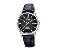 Festina Swiss Made Reloj Hombre Analógico de Cuero Negro - Movimiento de Cuarzo - Calendario - Cristal Zafiro de Alta Resistencia - Resistente al Agua 10 ATM Elegante F20007/4 Classic Leather