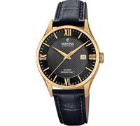 Festina Swiss Made Reloj Hombre Analógico de Cuero Negro - Movimiento de Cuarzo - Calendario - Cristal Zafiro de Alta Resistencia - Resistente al Agua 10 ATM Elegante F20010/4 Classic Leather